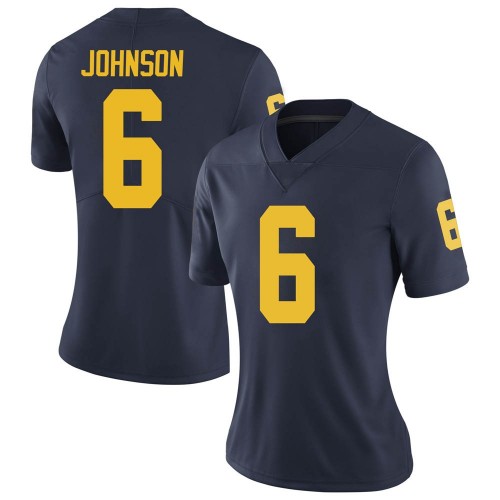Cornelius Johnson Michigan Wolverines Women's NCAA #6 Navy Limited Brand Jordan College Stitched Football Jersey BCV3254RT